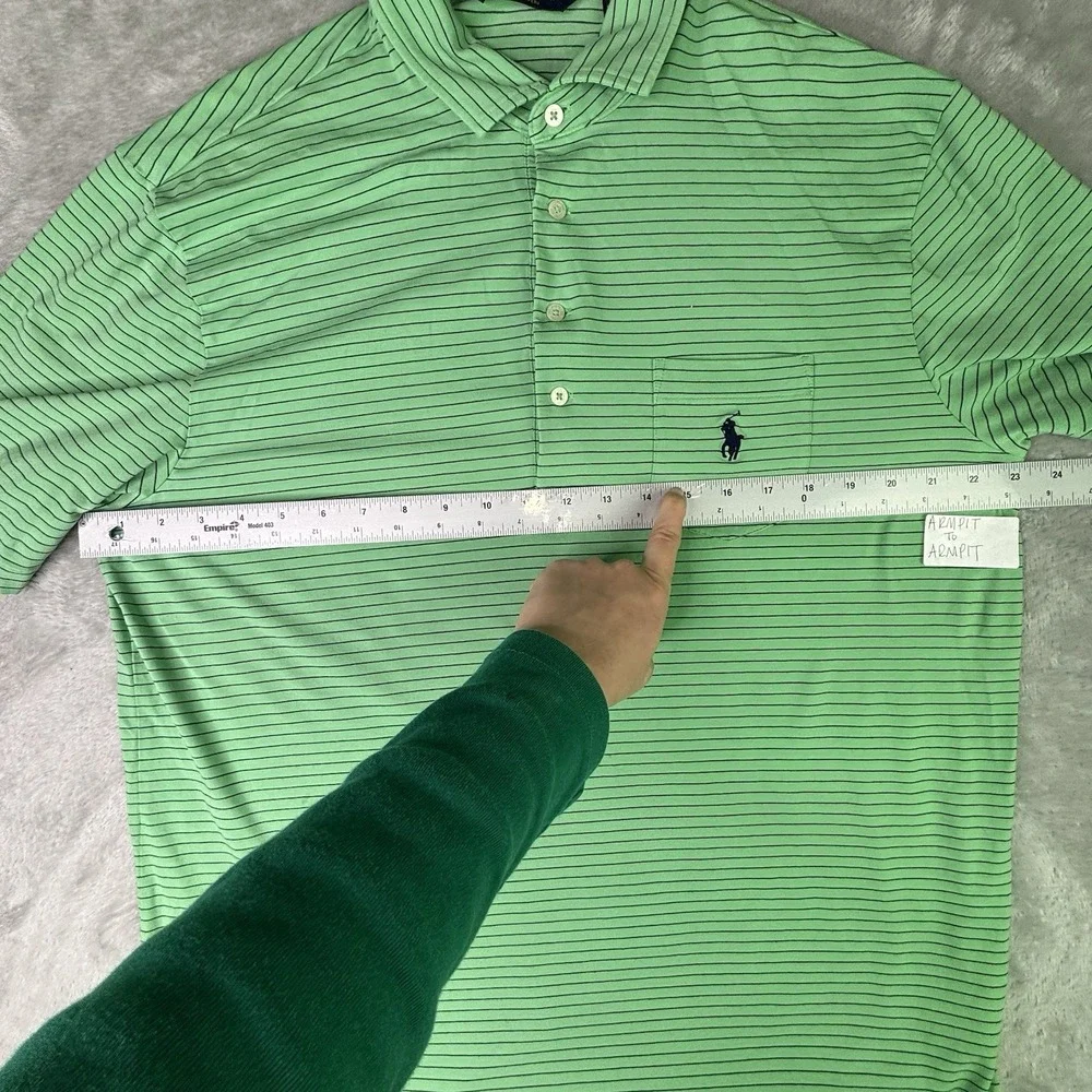 Ralph Lauren Polo Golf Stretch Isle Men XL Short Sleeve Green‎ Stripes Pony Logo